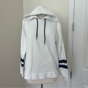 Náutica Hoodie with blue sleeve stripes L